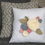 Felt Flower Throw Pillow