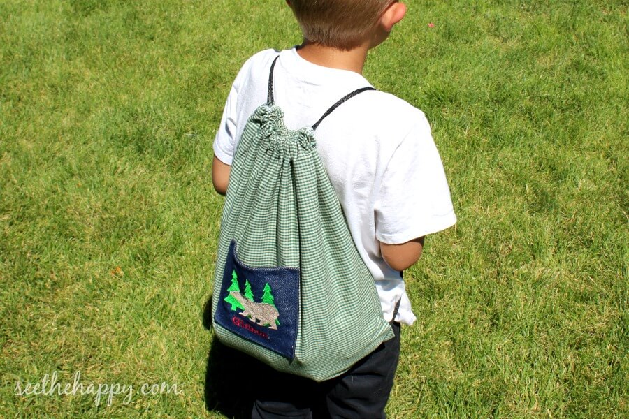 Drawstring Camping Backpack for Kids DIY See the Happy