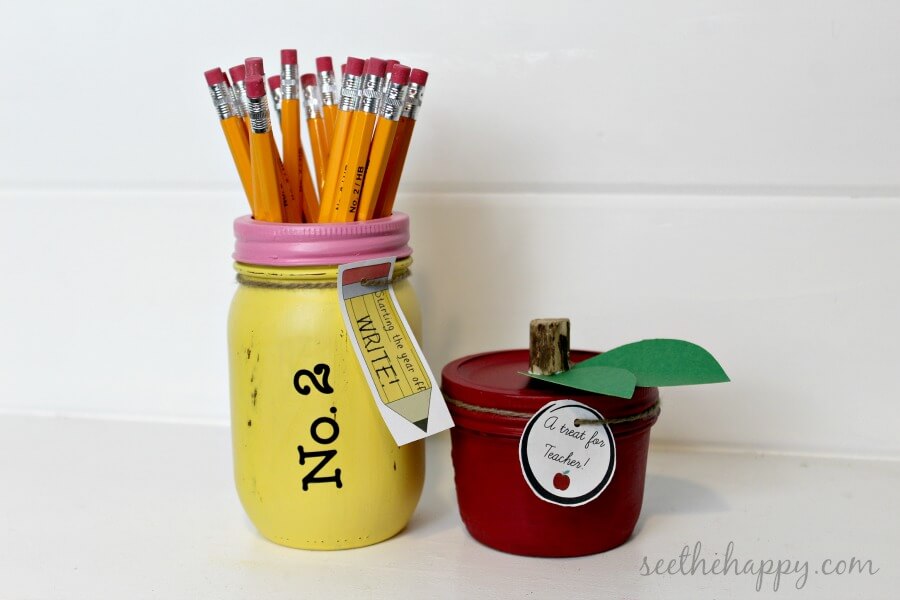Back to School Mason Jars: Teacher Gift/Home Decor - See the Happy