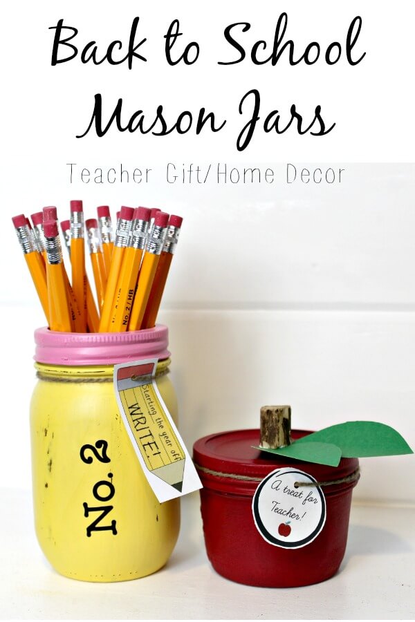 Cute jars to give to teacher or keep home/ Back to school mason jars/seethehappy.com