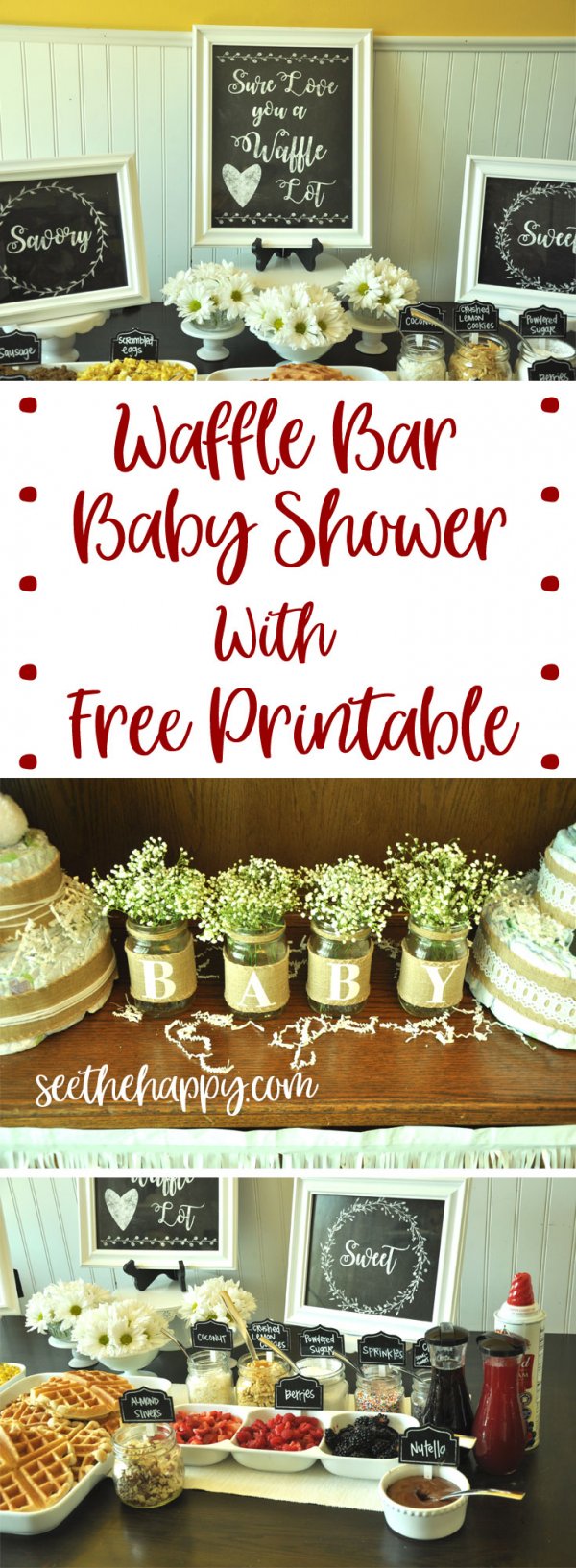 Waffle Bar Baby Shower with Free Chalk Art Printable