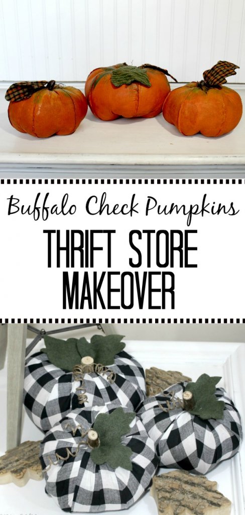 An idea to update your old pumpkins/Buffalo Check Pumpkins- A Thrift Store Makeover/seethehappy.com