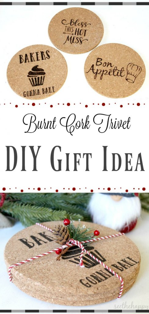 quick and easy DIY gift/ Burnt Cork Trivet-DIY gift idea/seethehappy.com
